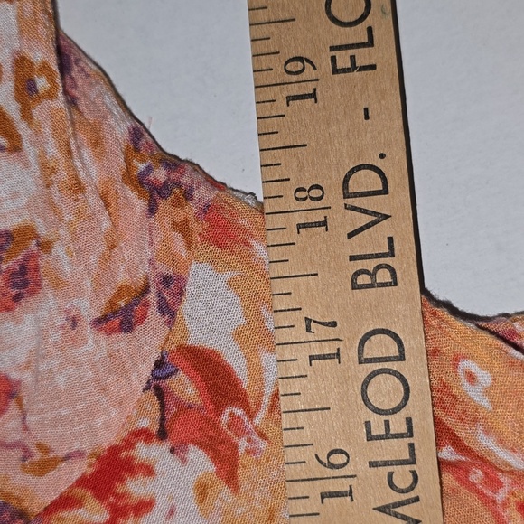 Myra Bag V-Neck A-Line Orange Purple Floral Elastic Waist Dress Womens Size L - Picture 12 of 16